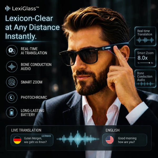 Smart Translation Sunglasses with AI Zoom